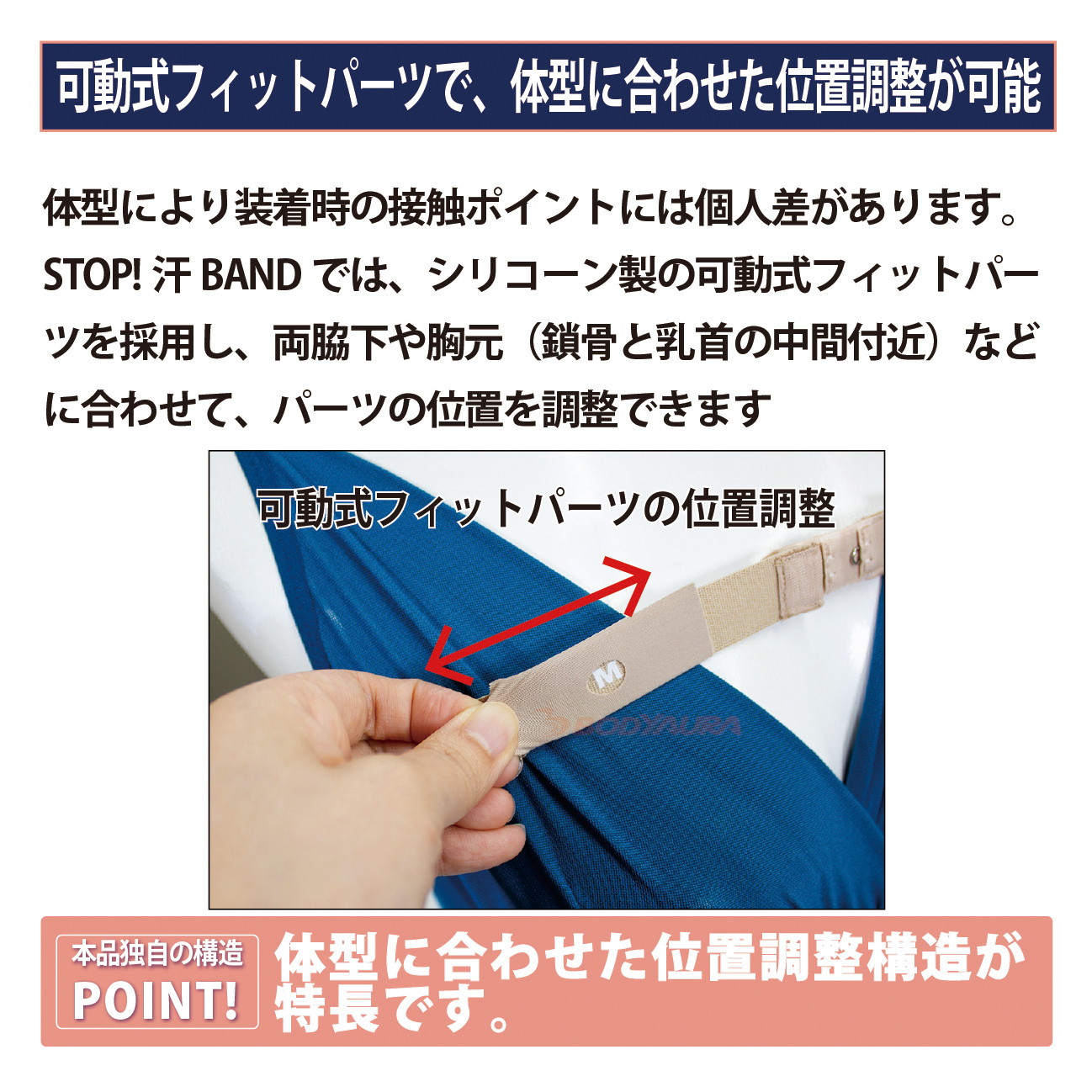 STOP!汗BAND　可動式フィットパーツ採用
